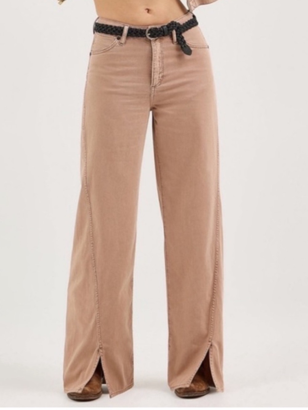 Wrangler 24 x 34 Jeans Spat Loose Flare 100% Cotton Lightweight in Raw Umber NWT